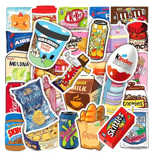 50/100pcs Cartoon Food Graffiti Stickers Snack Sticker